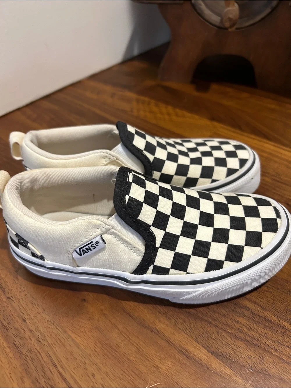 Vans Kids Checkerboard Slip-On Sneakers - Black & White